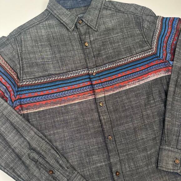 Earthbound Trading Co. 100% Cotton Button Front Western Shirt - Picture 2 of 6